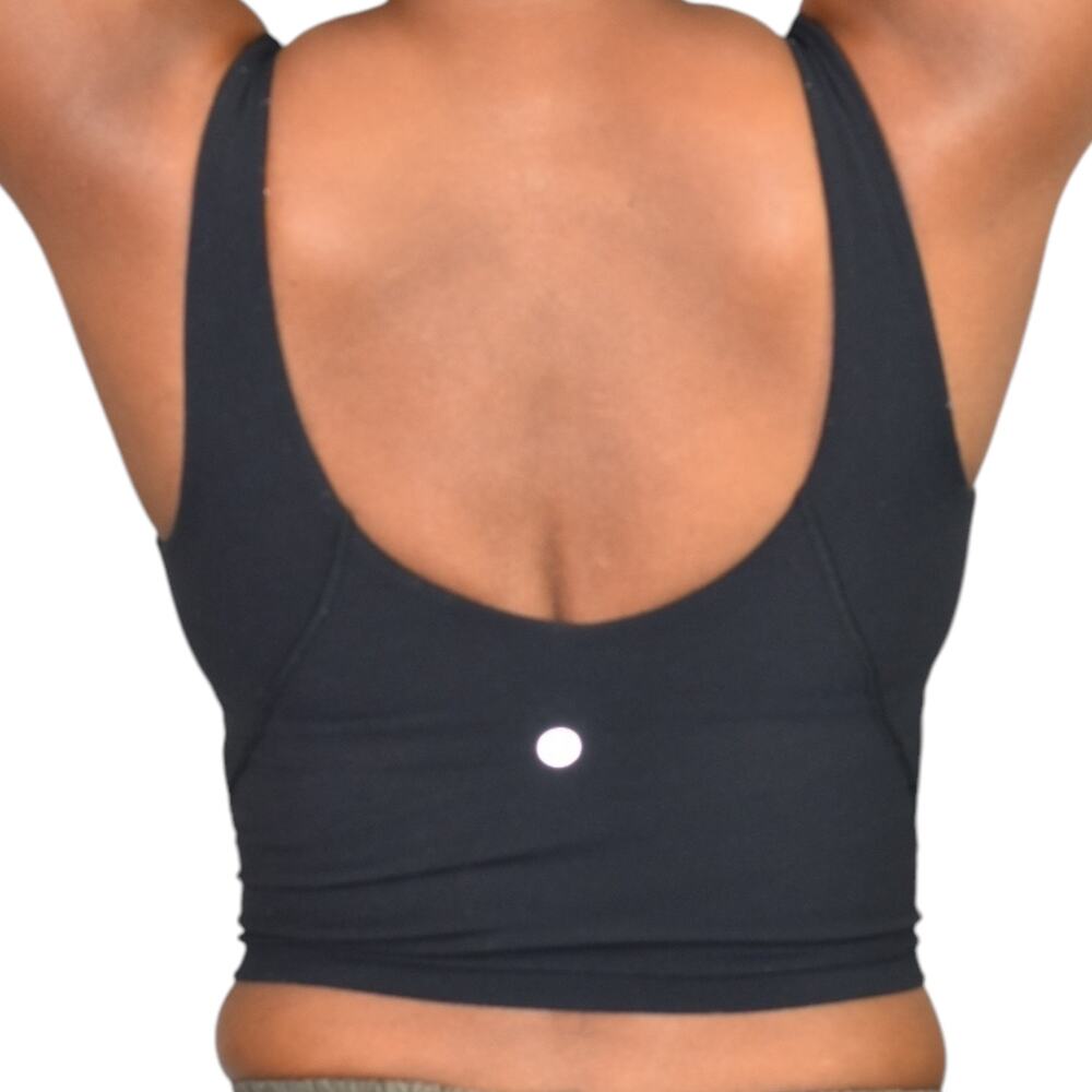 Lululemon Align Gathered Front Tank Black Cropped Shelf Bra Yoga Stretch Size 2 - Picture 3 of 12